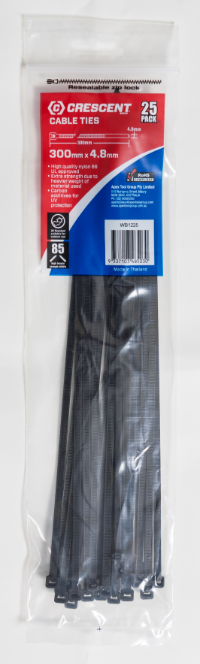 CABLE TIE 266-315MM X 4.1-5MM BLACK PACK OF 25 