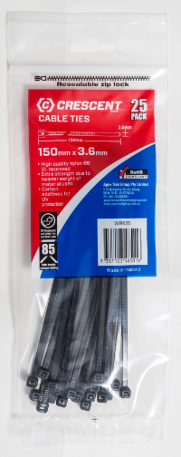 WELLER - TIE CABLE 150MM BLK( 25) WB625 