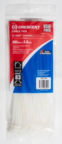 CABLE TIE 300 X 4.8MM - PKT OF 100 ( NATURAL) 