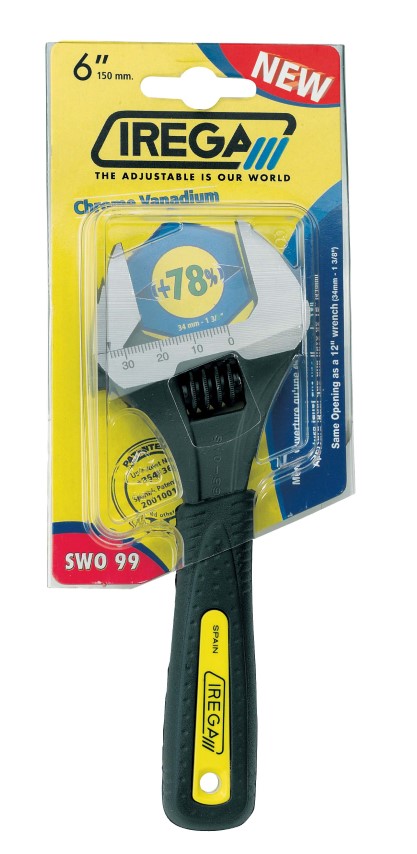 IREGA ADJ WRENCH SUPER WIDE OPENING - 6IN ( 150MM) - BLISTER