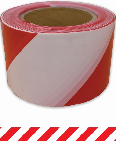 BARRIER TAPE RED WHITE 100M X 75MM 