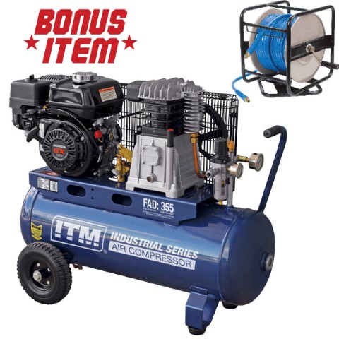 ITM AIR COMPRESSOR BELT DRIVE PETROL 5.5HP HONDA 60L FAD 355L/MIN