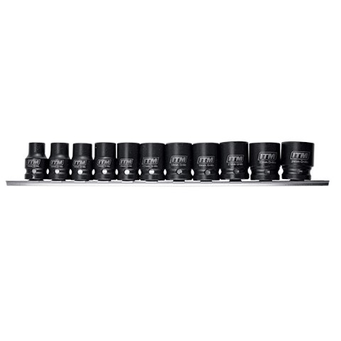ITM IMPACT SOCKET 1/2'' DRV RAIL SET 11PCE - METRIC 10-24MM