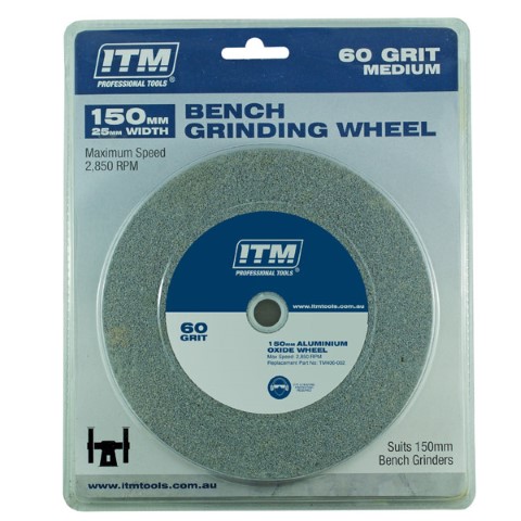 ITM GRINDING WHEEL ALUMINIUM OXIDE 150 X 25MM 60 GRIT MEDIUM