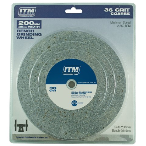 ITM GRINDING WHEEL ALUMINIUM OXIDE 200 X 25MM 36 GRIT COARSE