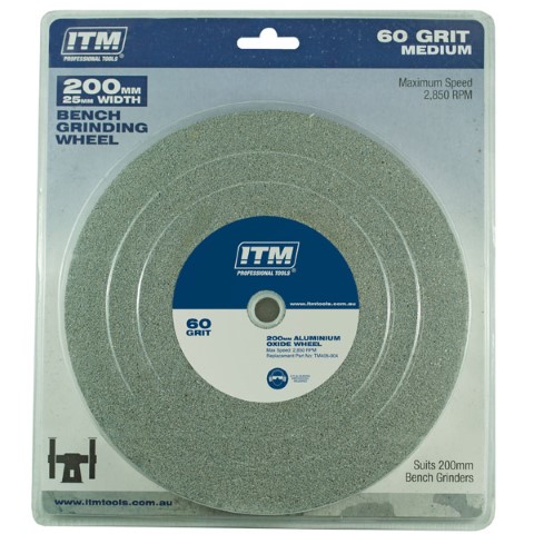 ITM GRINDING WHEEL ALUMINIUM OXIDE 200 X 25MM 60 GRIT MEDIUM