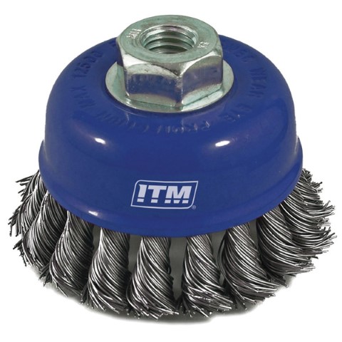 ITM TWIST KNOT CUP BRUSH STEEL 50MM 1/4'' HEX SHANK 