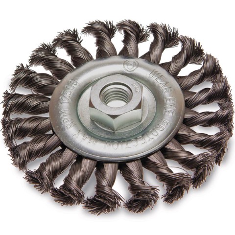 ITM TWIST KNOT WHEEL BRUSH STEEL 125MM MULTI THREAD 