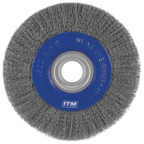 ITM CRIMP WIRE WHEEL BRUSH STEEL 300MM X 40MM MULTI BORE 