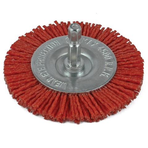 ITM NYLON SPINDLE MOUNT WHEEL BRUSH 50MM 80GRIT 1/4 HEX SHANK