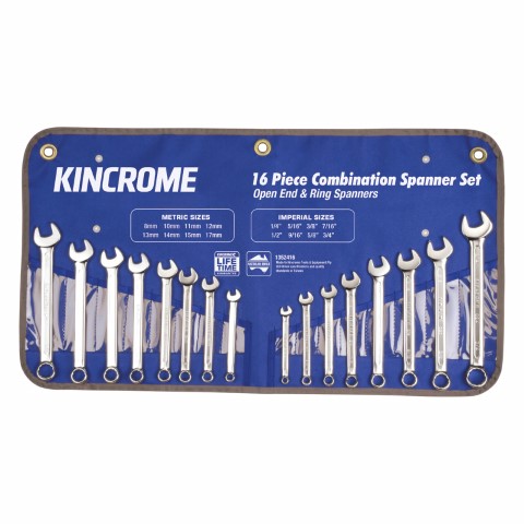 KINCROME SPANNER SET COMBO 16PC AF/M 