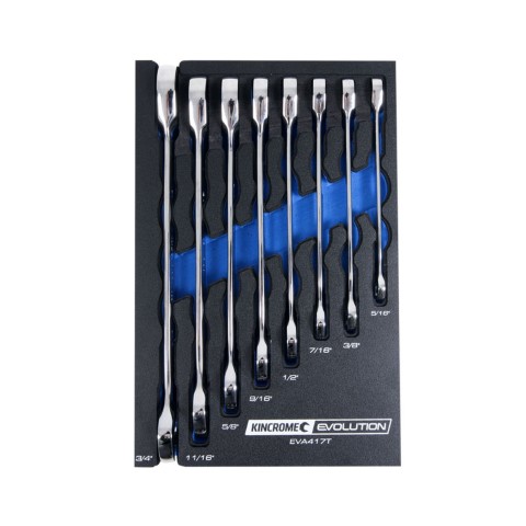 KINCROME EVA TRAY IMPERIAL SINGLE WAY GEAR SPANNER 8 PIECE