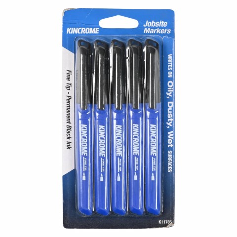 KINCROME PERMANENT MARKER FINE 5 PACK - BLACK 