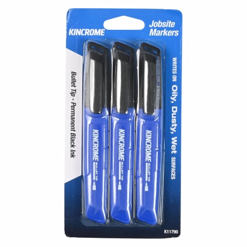 KINCROME PERMANENT MARKER BULLET 3 PACK - BLACK 