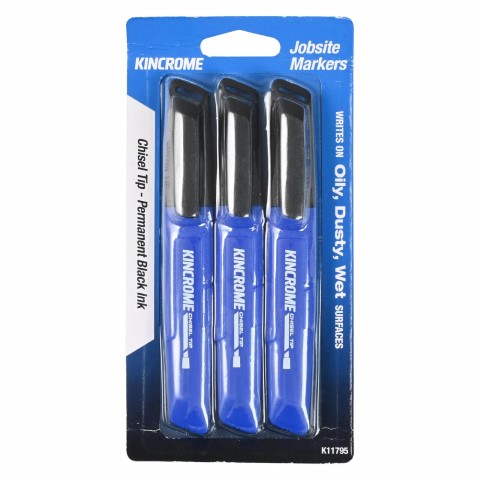 KINCROME PERMANENT MARKER CHISEL 3 PACK - BLACK 