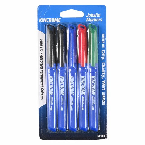 KINCROME FINE TIP MARKER 5PK - MIXED 