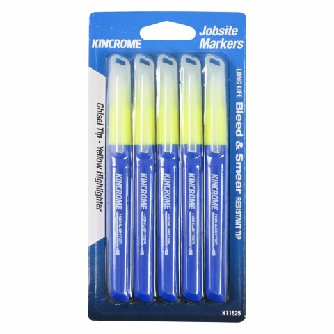 KINCROME HIGHLIGHTER 5 PACK - YELLOW 