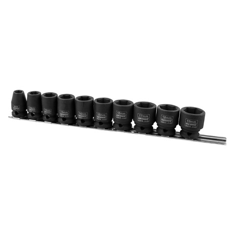KINCROME IMPACT SOCKET SET RAIL 10 PIECE 3/8'' DRIVE 8 - 19MM METRIC