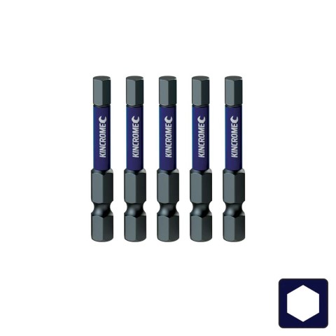 KINCROME - IMPACT BIT HEX 4MM 50MM 5 PCK 