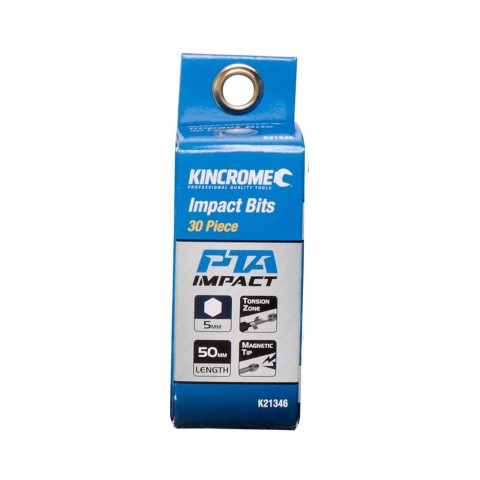 KINCROME - IMPACT BIT HEX 5MM 50MM 30 PCK 