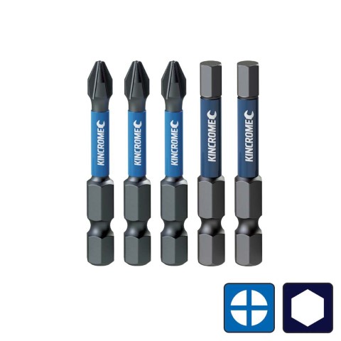 KINCROME IMPACT BIT PH2 HEX 5MM 50MM5PK 