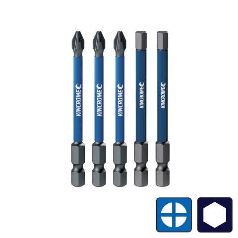 KINCROME IMPACT BIT PH2 HEX 5MM 75MM5PK 