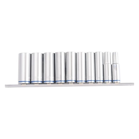 KINCROME SCKT RAIL DEEP 3/8D 10PC 