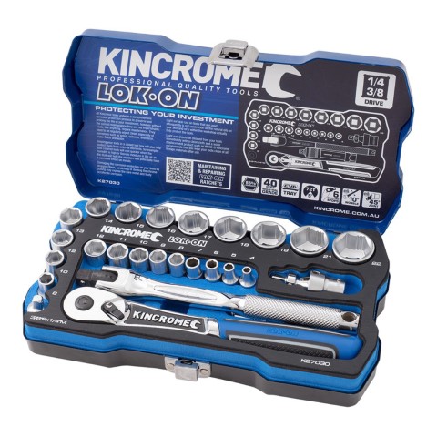 KINCROME LOK-ON SOCKET SET 1/4 & 3/8 26P-MET 