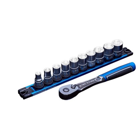 KINCROME LOK-ON SOCKET SET TWIST-LOCK RAIL 11 PIECE 3/8 DRIVE - METRIC