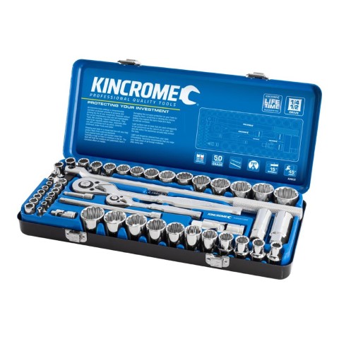 KINCROME SOCKET SET 52 PIECE 1/4 & 1/2'' DRIVE - METRIC & IMPERIAL