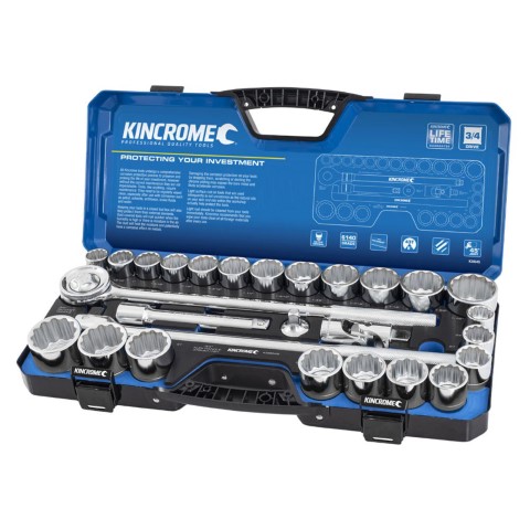 KINCROME SOCKET SET 28 PIECE 3/4 DRIVE METRIC & IMPERIAL 