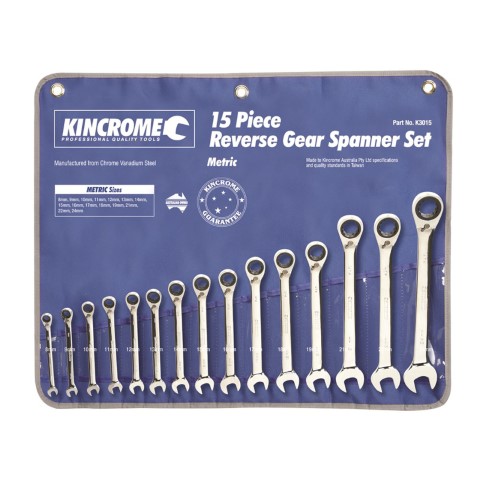 KINCROME KIN-15PC METRIC GEAR WRENCH SET 