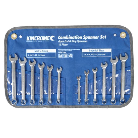 KINCROME SPANNER SET COMBO 12PC AF/M 