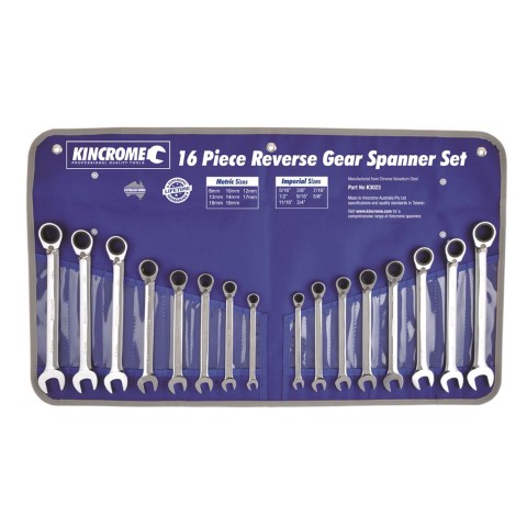 KINCROME 16P REV GEAR SPANNER-MET/IMP 