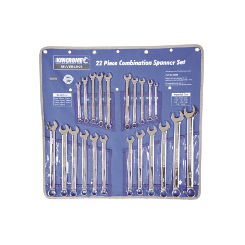 KINCROME SPANNER SET COMBINATION 22 PIECE MET/IMP 