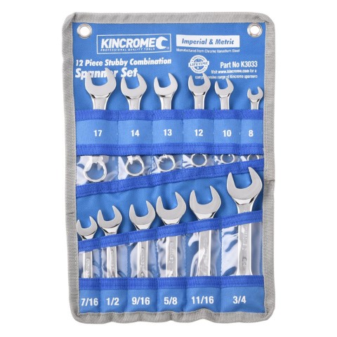 KINCROME STUBBY COMBINATION SPANNER SET 12 PIECE 