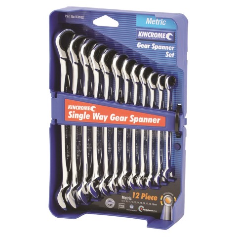 KINCROME 12PCE S/WAY GEAR SPANNER-MET 