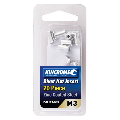 KINCROME RIVNUT ZINC STEEL M3 20 PIECE 