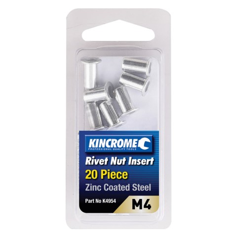 KINCROME RIVNUT ZINC STEEL M4 20 PIECE 