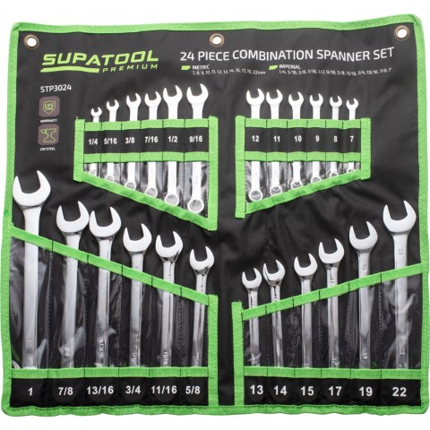 SUPATOOL PREMIUM COMBINATION SPANNER SET MET/IMP 24 PCE 